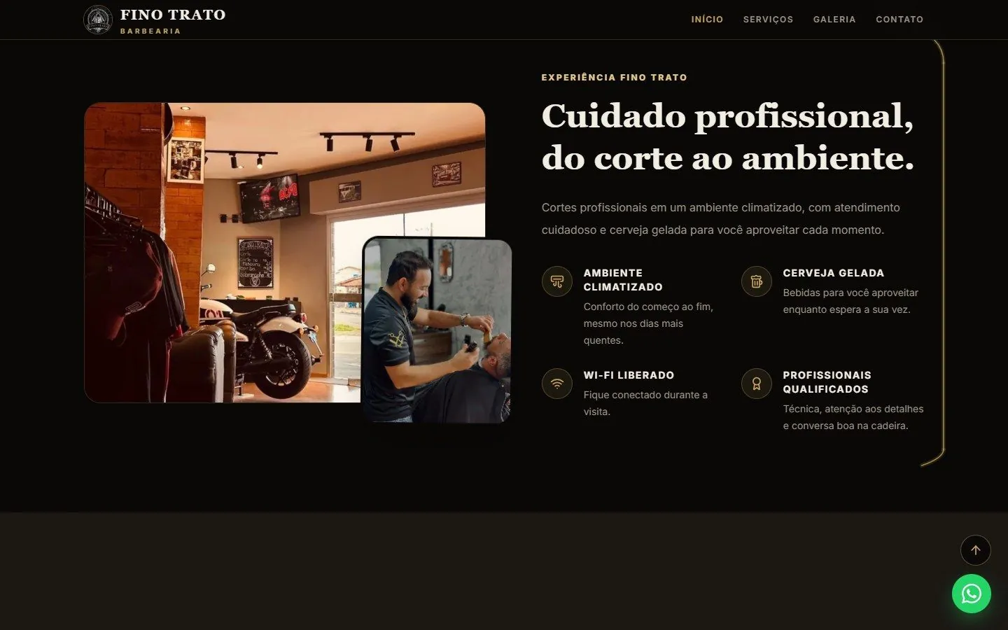 Seção de ambiente do site da Fino Trato