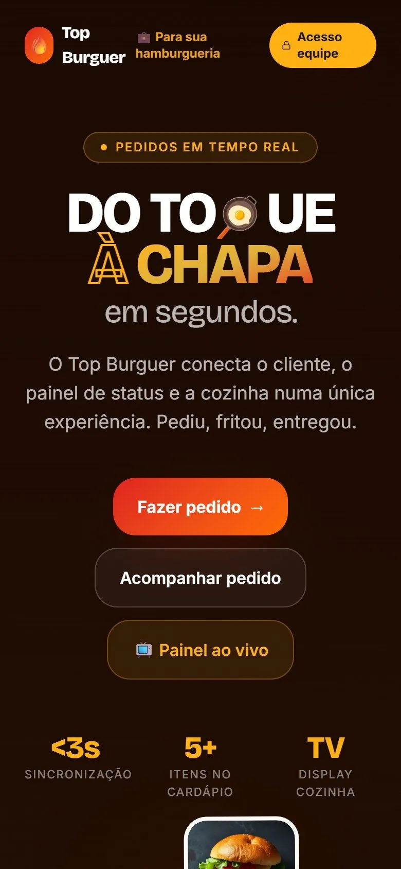 Top Burguer no celular